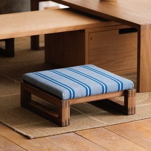 以山 原野矮凳 樱桃木原木矮凳黑胡桃实木小方凳子板凳榻榻米木踏