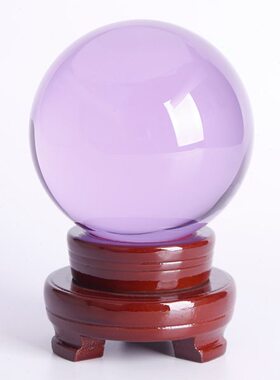 紫水晶球摆件现货crystal ball玻璃透明实心纯白色彩色光球配底座