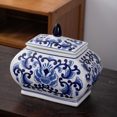 复古青花瓷新中式陶瓷茶叶家居厨房收纳陶瓷花森可水培,家居饰品,花瓶,淘宝优惠券,粉丝福利购,淘宝优惠卷