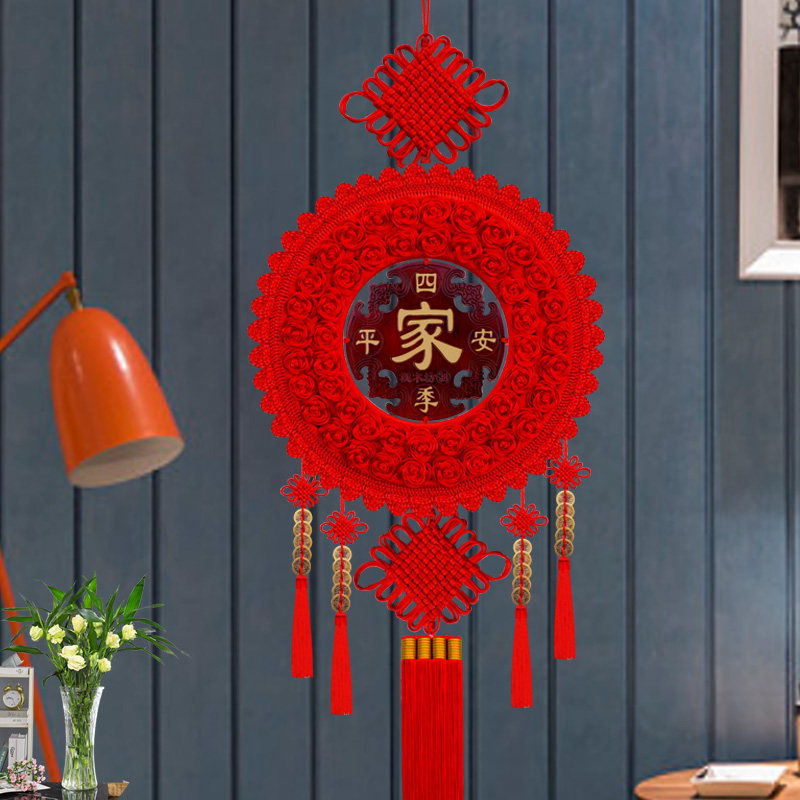 圆形中国结挂件客厅大号入户门高档桃木福字挂饰乔迁新居春节过年,特色手工艺,中国结,淘宝优惠券,粉丝福利购,淘宝优惠卷