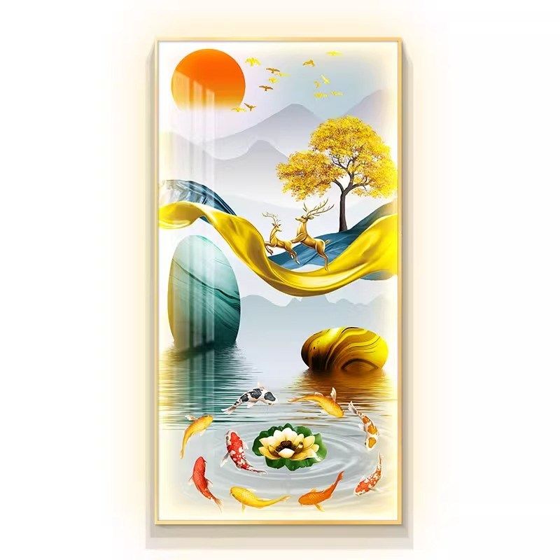 带灯玄关装饰画led氛围感应灯入户门高级感走廊过道轻奢简约挂画