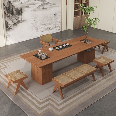 茶台实木茶桌椅组合嵌入式泡茶桌烧水壶一体民宿酒店办公室接待桌