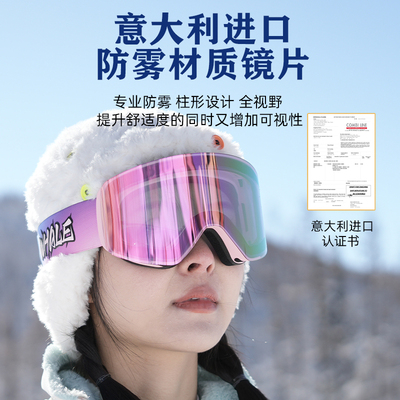 鲸鱼滑雪镜双层眼镜高清无边框防紫外线登山滑雪镜户外运动防风沙