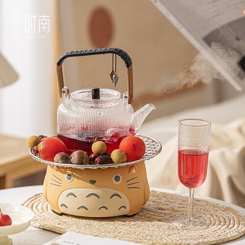 龙猫围炉煮茶家用室内电陶炉煮茶器全套烤茶炉玻璃养生花茶煮茶壶
