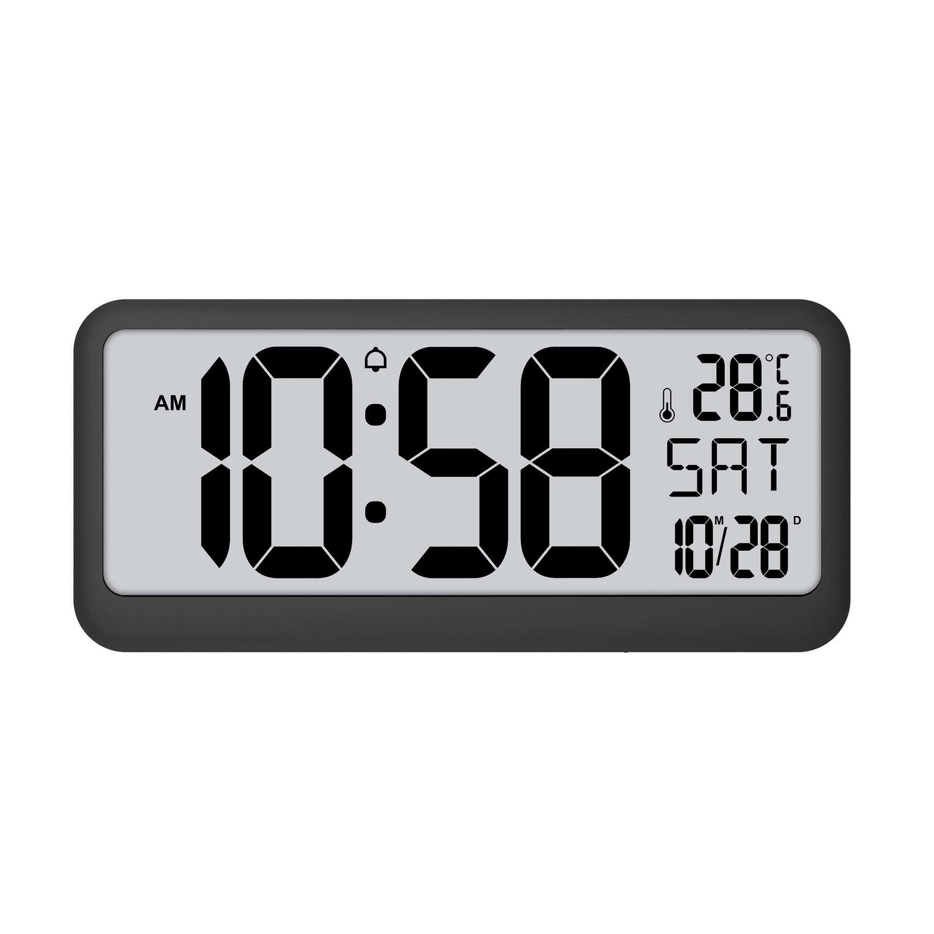 跨境新品大号电子闹钟台钟室内温度墙挂桌面万年历闹钟电池版热销