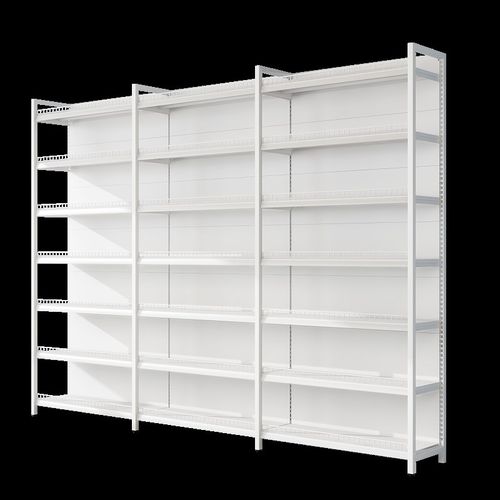 超市货架展示架白色带护栏四柱款钢架多层可调节便利店母婴文具店