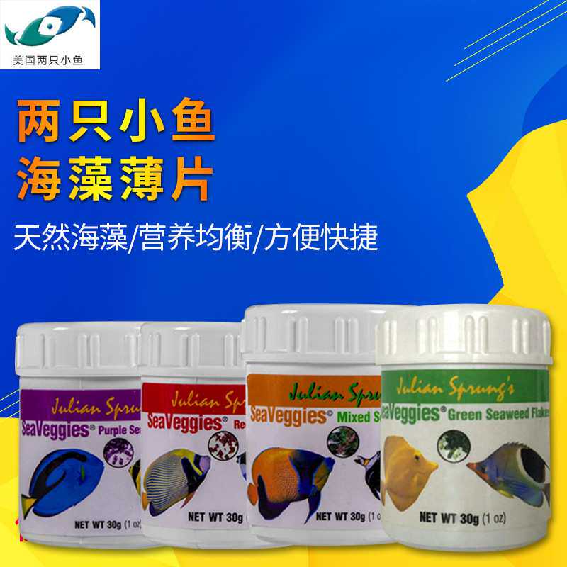两只小鱼七彩神仙海水海藻薄片紫菜薄片开口鱼食鱼粮鲽鱼仙鱼开口