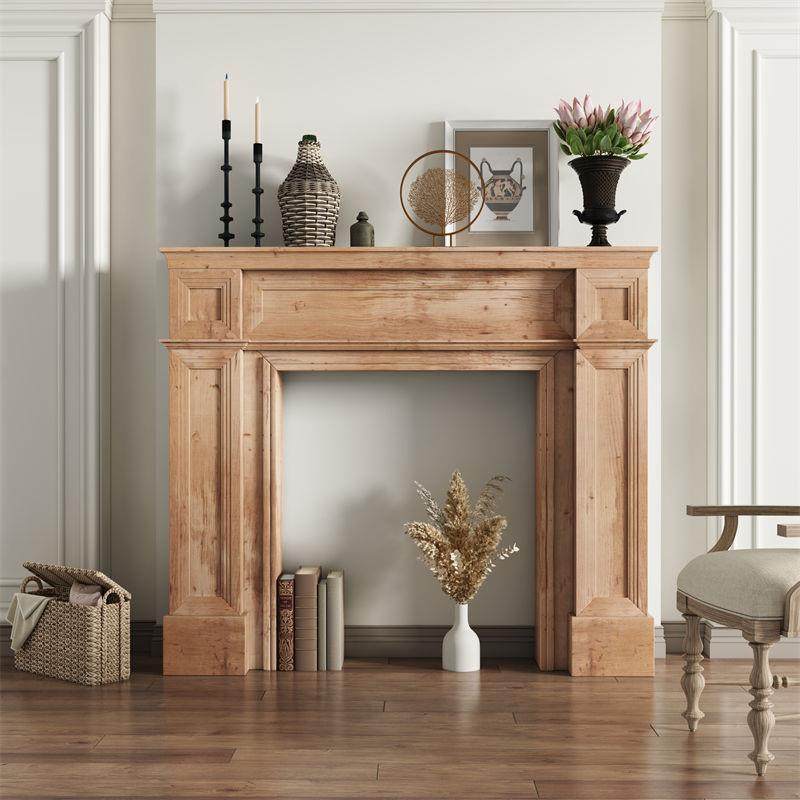 美式复古实木壁炉架欧式简约民宿玄关装饰柜法式婚礼摄影摆件道具