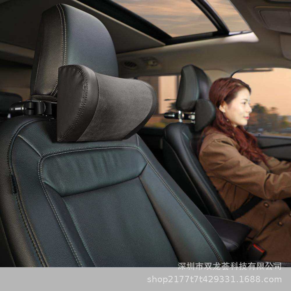 汽车头枕多功能调节记忆棉车载靠枕隐藏机支架置物钩护颈座椅