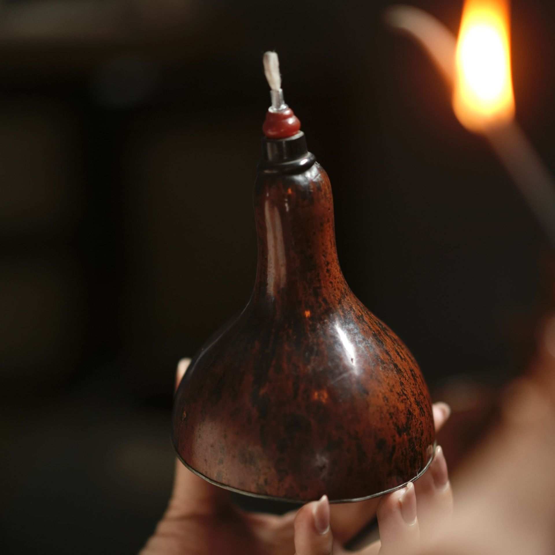 老葫芦油灯纯手工锡制酥油灯东方美学铜油灯家用灯盏茶道具