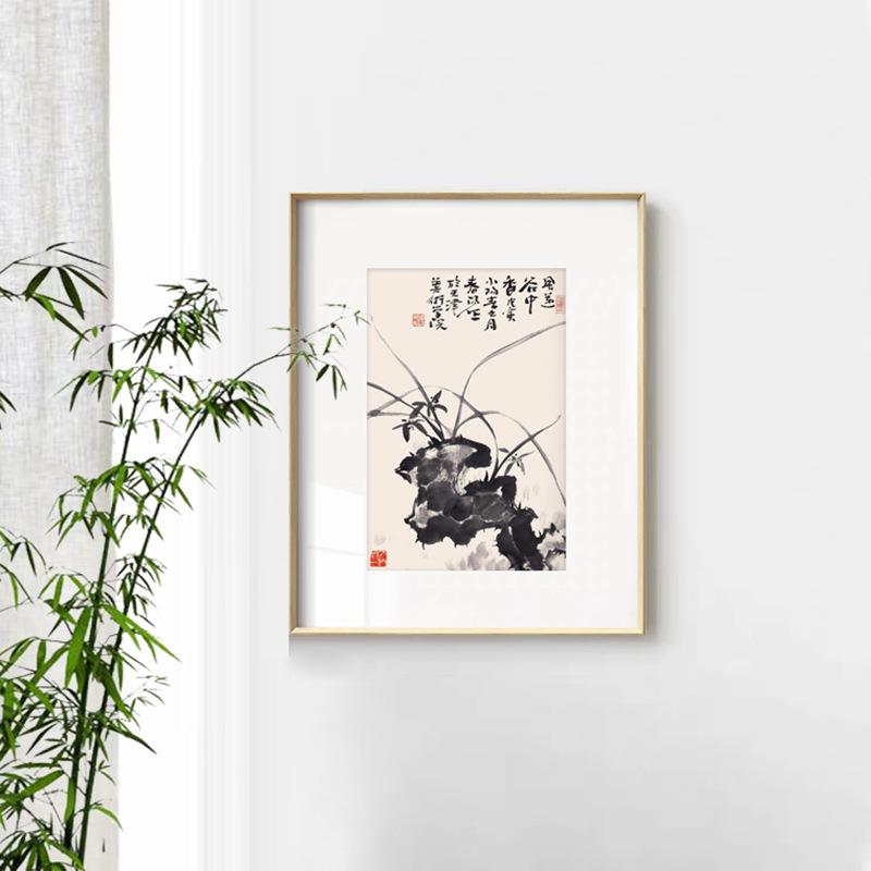 新中式装饰画 水墨兰花梅花客厅三联画办公室民宿花鸟画中国风画