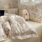 2025新款 镂空花边云感水洗棉学生宿舍三件套系列单被套床笠四件套