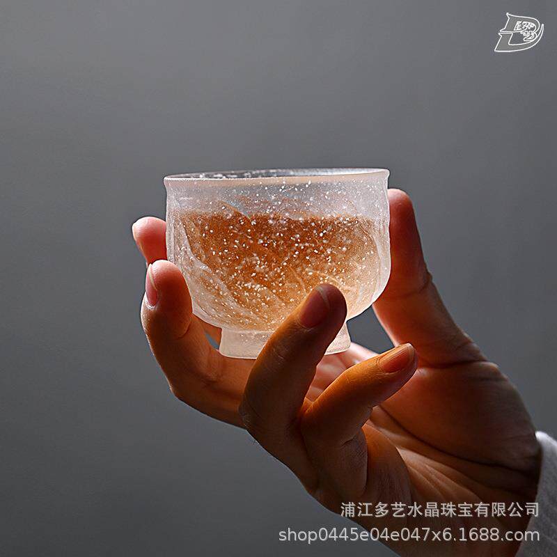 多艺 厂家直发古式琉璃冰冻烧主人杯复古风大气茶杯品茗杯冰絮