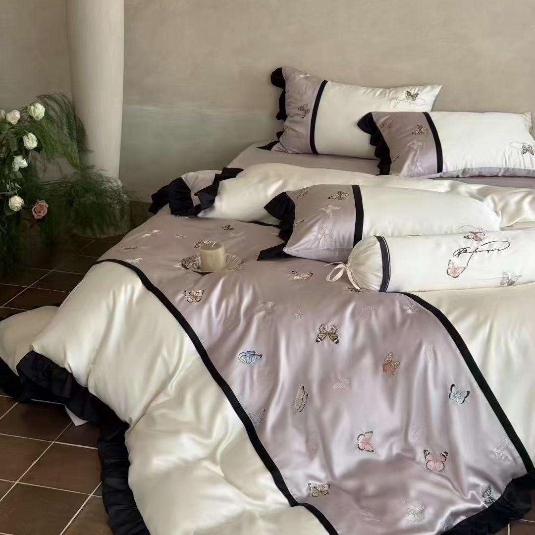 仲夏夜之蝶|法式韩式清新春夏裸睡舒适天丝蝴蝶四件套床品