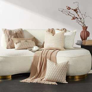 奶油风沙发抱枕米色靠枕靠垫客厅家居装饰枕套样板间组合抱枕搭配