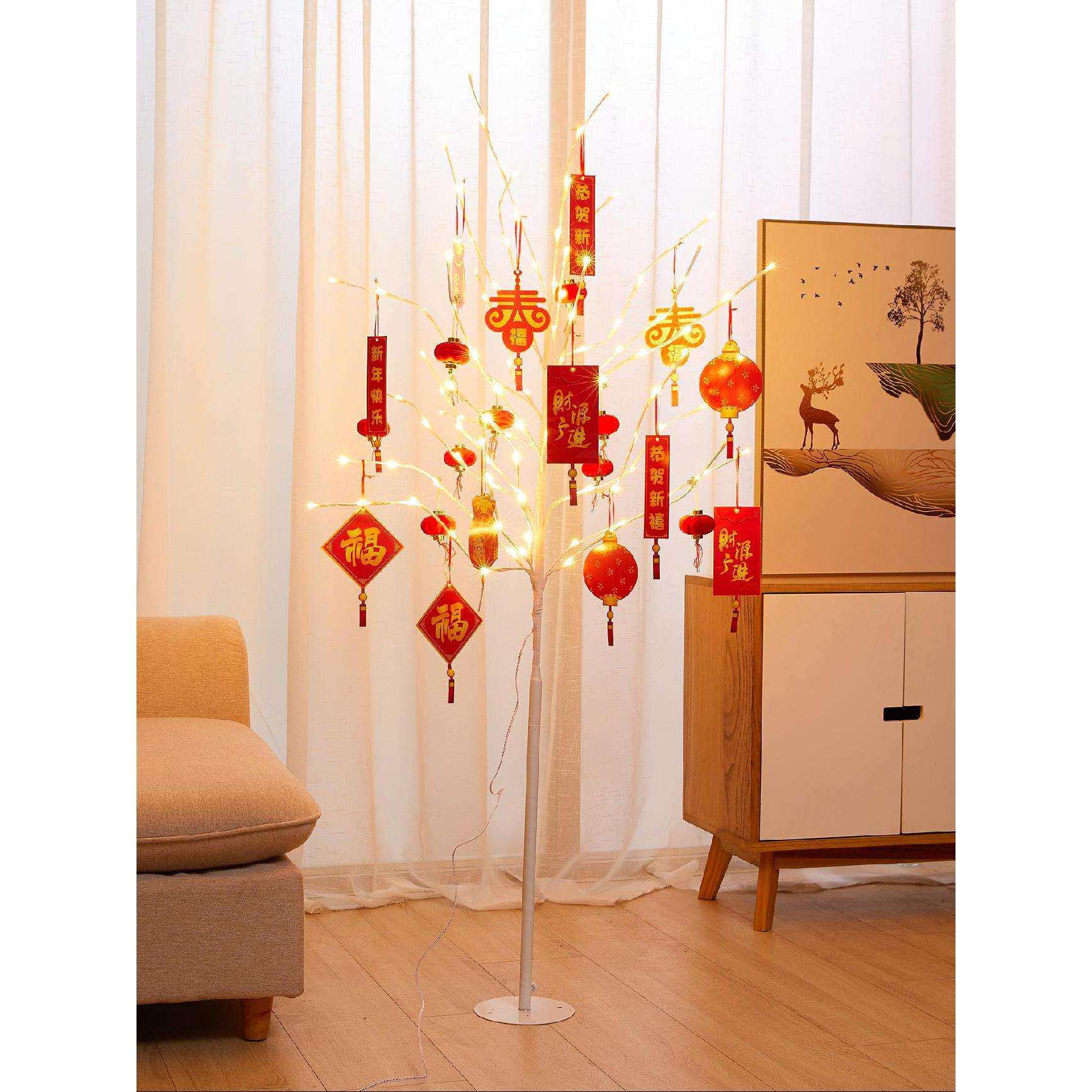 新年春节装饰品发光创意灯树室内居家柜台摆件春节场景布置装扮