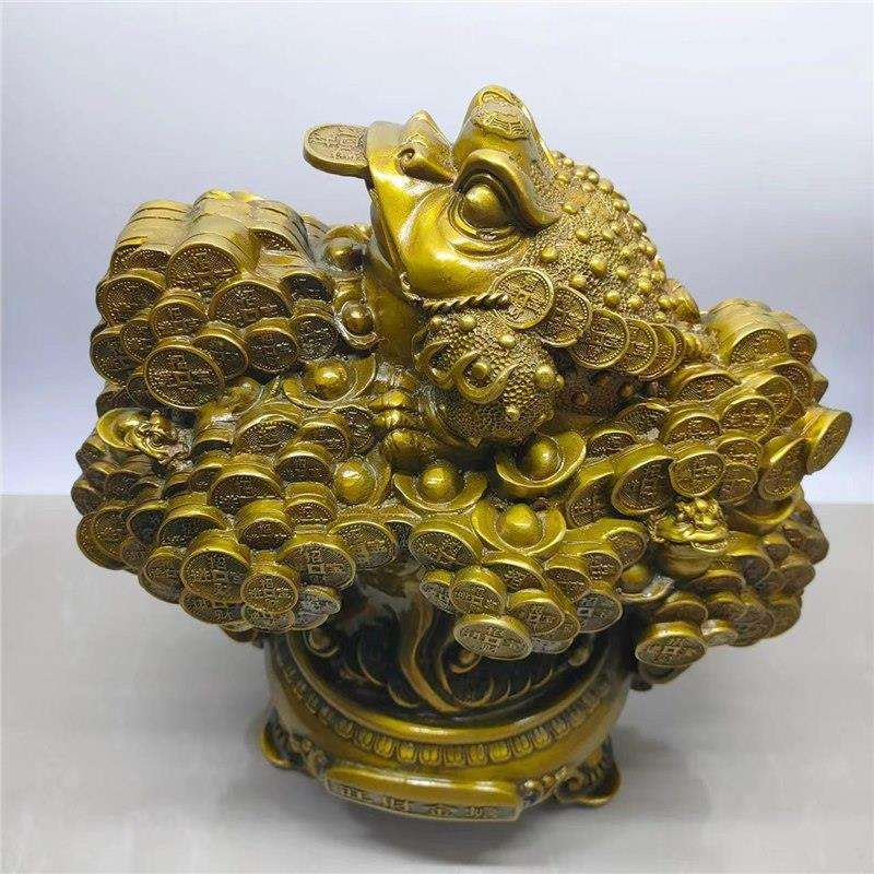 纯铜大号金蟾摇钱树貔貅发钱树客厅办公室装饰品摆件铜财神摇钱树