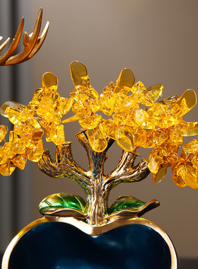 招财福鹿发财树装饰品玄关入户鞋柜放钥匙家居摆件钥匙收纳置物架