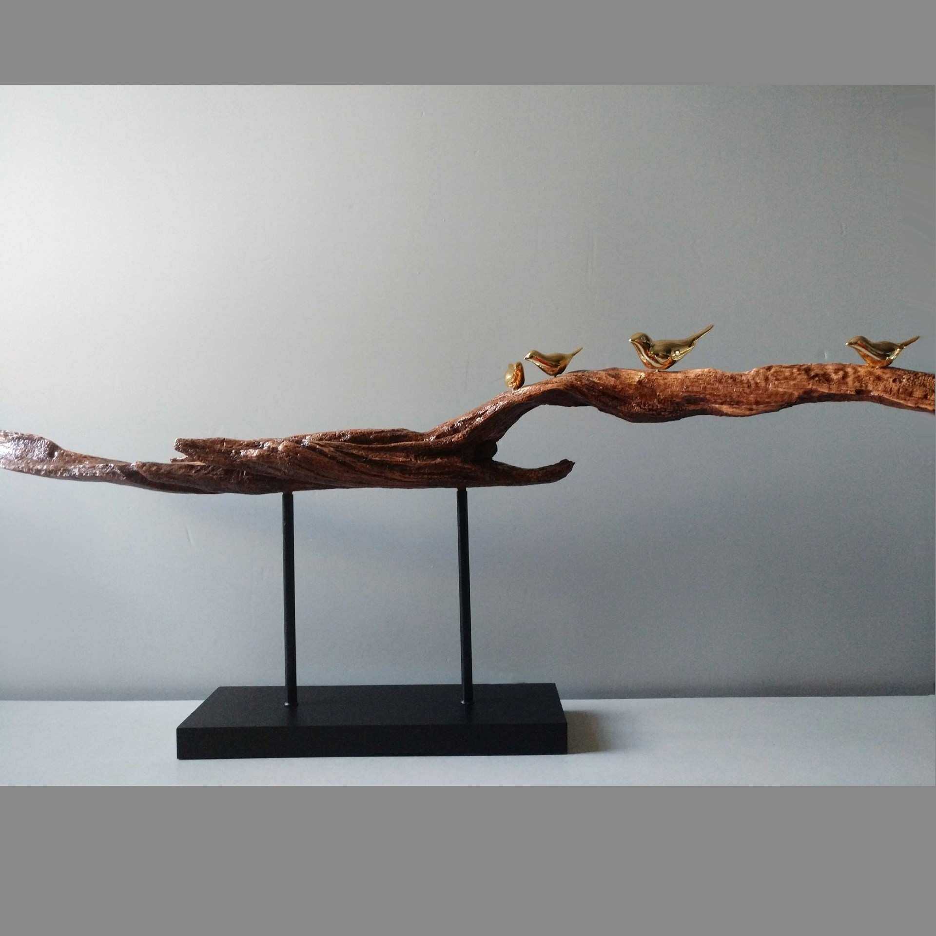 现货 铁艺工艺品中式玄关家居饰品树枝小鸟摆件