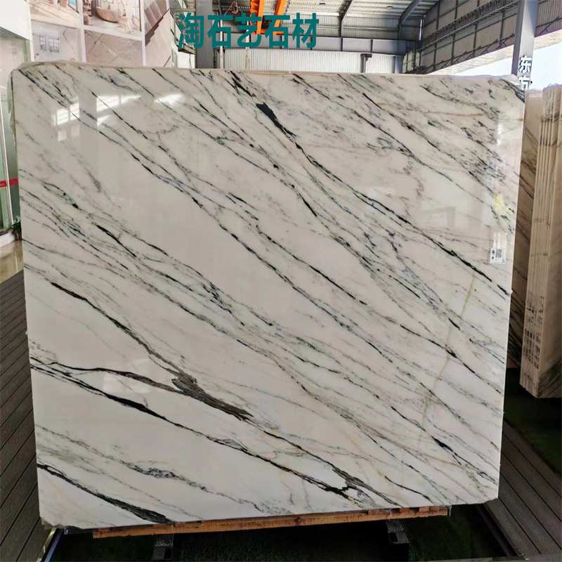 东方鱼肚白天然大理石电视背景墙玄关酒店装修新中式台面墙面石材