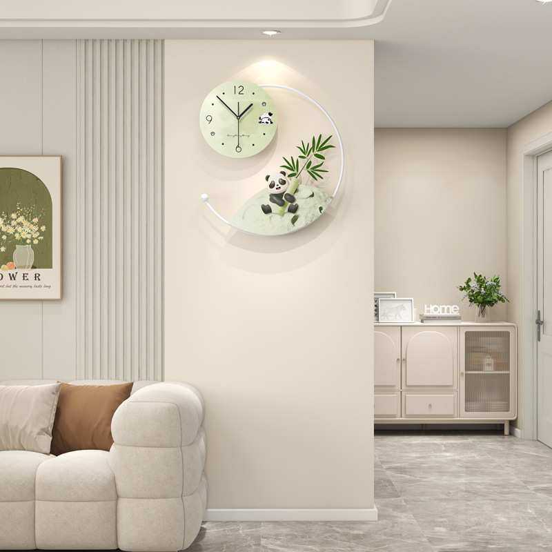 创意奶油风熊猫挂钟客厅玄关家用高级感装饰时钟创意静音时钟挂墙,模玩/动漫/周边/娃圈三坑/桌游,模型制作工具/辅料耗材,淘宝优惠券,粉丝福利购,淘宝优惠卷