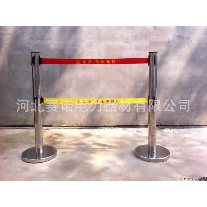 双拉带式伸缩护栏 304不锈钢伸缩围栏 立柱型拉伸带围栏赛诺电力