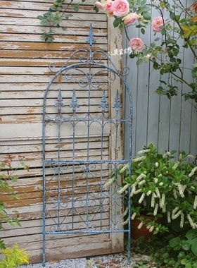 Garden fence, railing, ground insert climbing trellis, clema