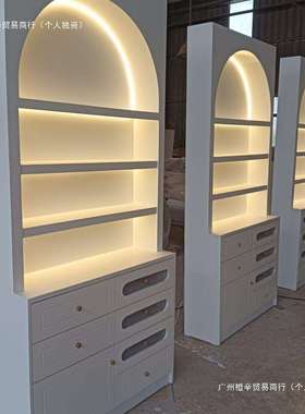 美甲美睫纹绣展示高柜靠墙内白送LED灯带任选支持纯白美甲柜化妆