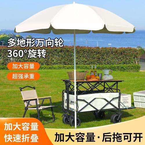 青春户外露营推车可折叠手推野餐车营地车小拉车遮阳露营车
