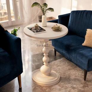 Hx2客厅家用小茶几边桌复古角几铁艺床头阳台小圆桌复古床头柜边