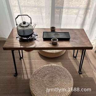 老榆木火锅桌家用庭院烧烤桌复古长方形喝茶桌实木泡茶台餐桌