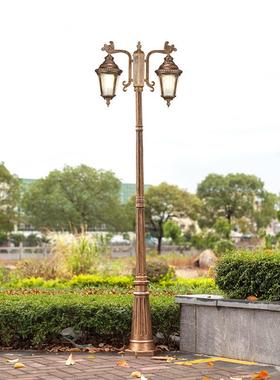 路灯led新中式复古户外防水小区花园别墅高杆灯室外双头庭院3米