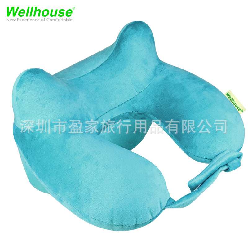 Wellhouse舒适多功能U抱枕 速充气嘴自动充气枕U型颈枕四件套PVC