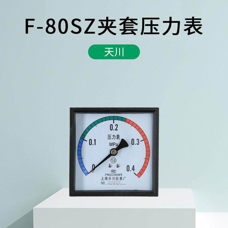 天川夹套压力表方形表96mm灭菌炉内室夹套压力表真空表F-80SZ