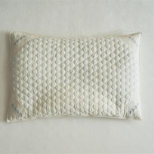 日式简约A款枕头枕芯48x74cm绗缝刺绣2024新款有鱼棉麻苦荞麦枕