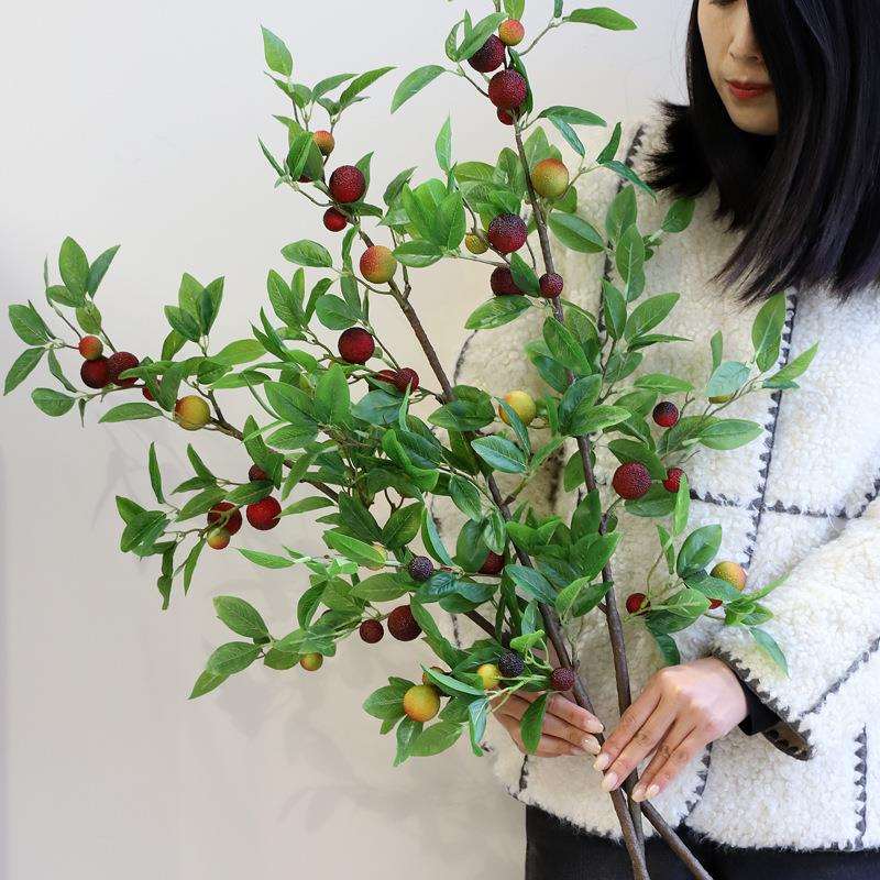 仿真花杨梅新年家居装饰仿真果实发财果假花浆果绿植插花拍摄道具