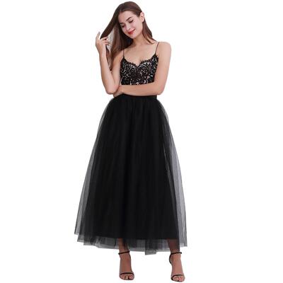 跨境爆款女装欧美4层100网纱半身长裙 tulle skirt亚马逊爆款纱裙