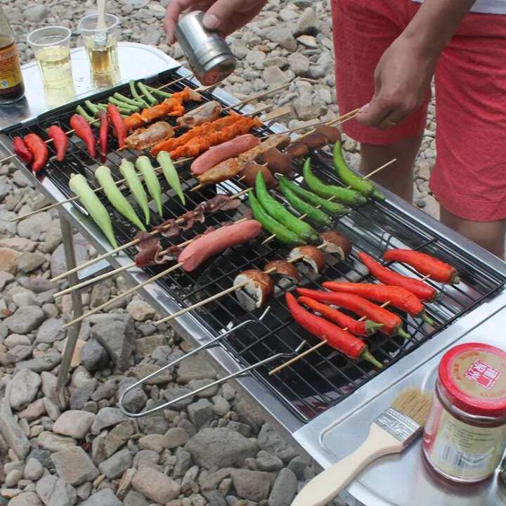 厂家直销加厚大号不锈钢烧烤架 户外折叠烧烤炉 BBQ便携烧烤炉