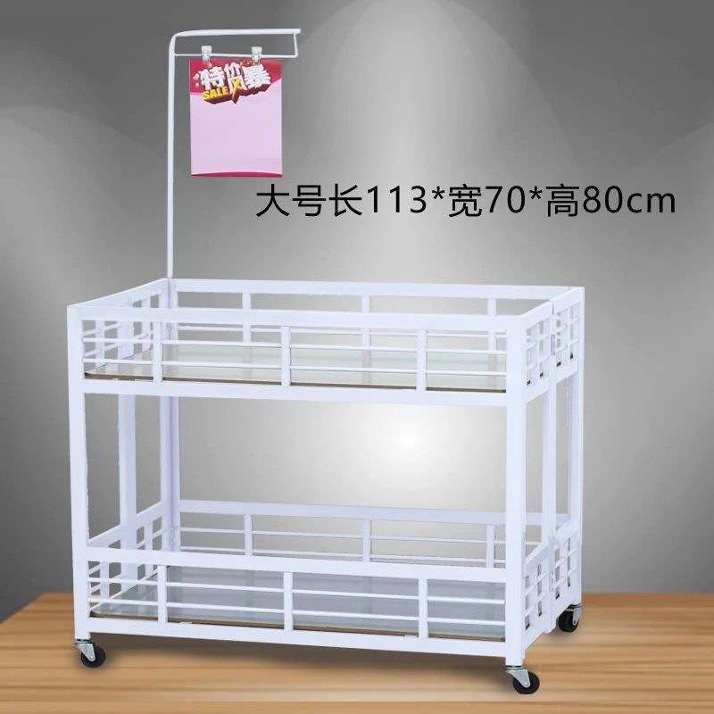 服装店商场货架两层推车摆地摊超市促销车可折叠带轮可移动商用