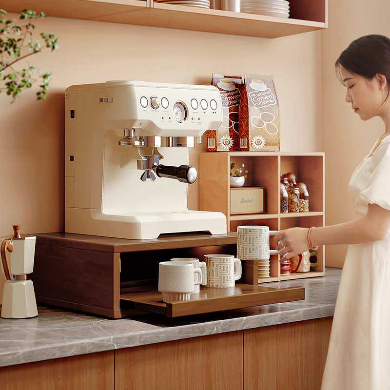 实木杯架咖啡机置物增高架咖啡杯收纳架桌面杯架抽屉式杯子置物架