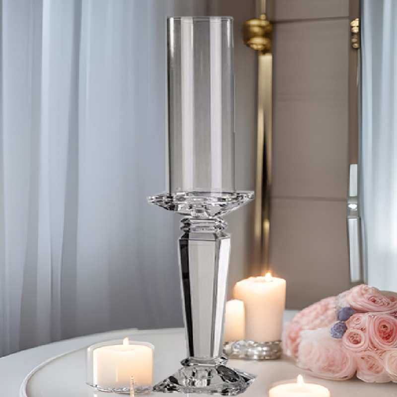 欧式水晶玻璃烛台餐桌浪漫蜡烛台摆件装饰婚庆家居客厅道具白水晶