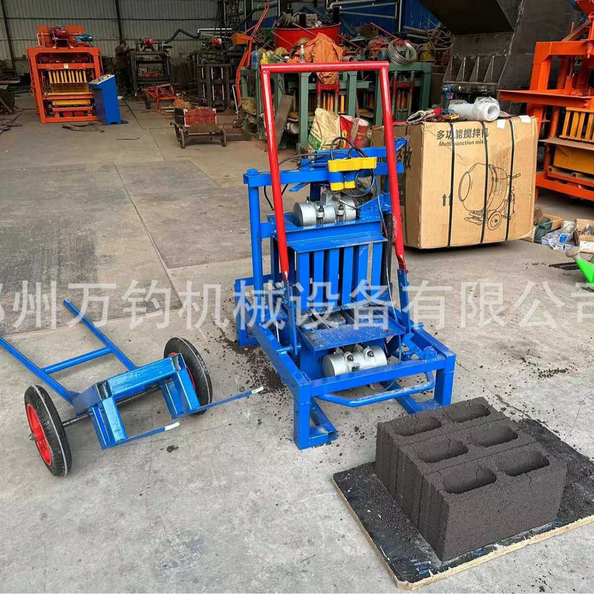 万钧水泥砖生产机器小型手工打砖机混凝土彩色护坡制砖机免烧砖机