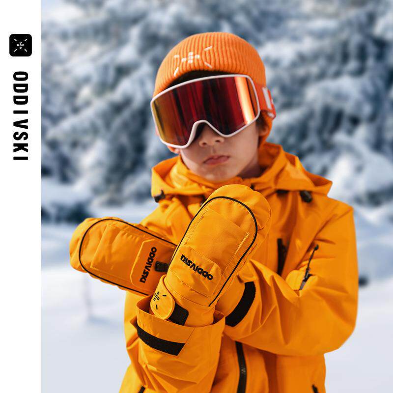 oddivski儿童滑雪手套内置护腕可触屏单板3L防水耐磨保暖闷指连指