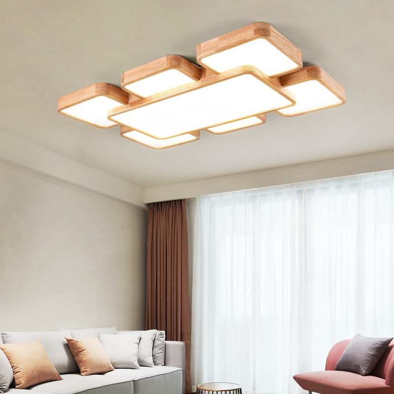 北欧现代客厅灯led吸顶灯实木日式卧室灯天空之城家用灯具 灯