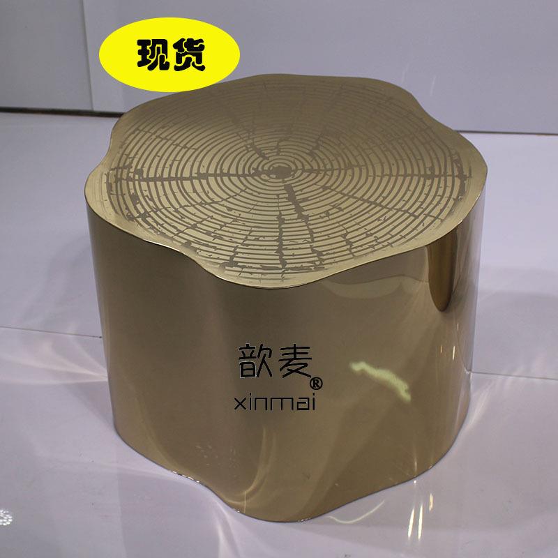 佛山家具歆麦家具圆茶几北欧圆茶几不锈钢圆茶几金色创意酒店茶几