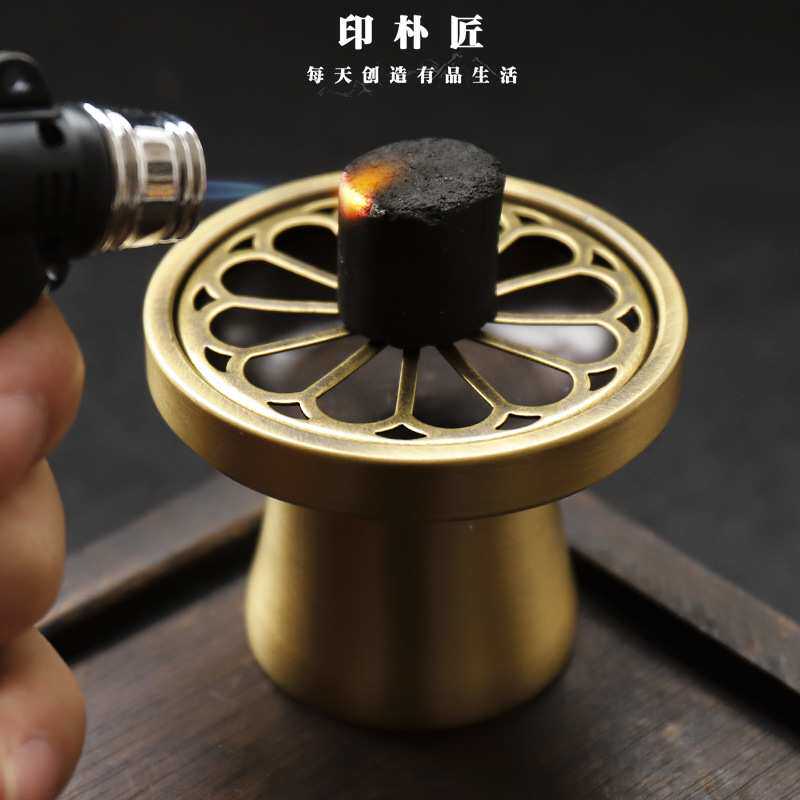 纯铜仿古香道套装用品工具烛台烧炭碟碳架香道隔火空熏盘香架用品