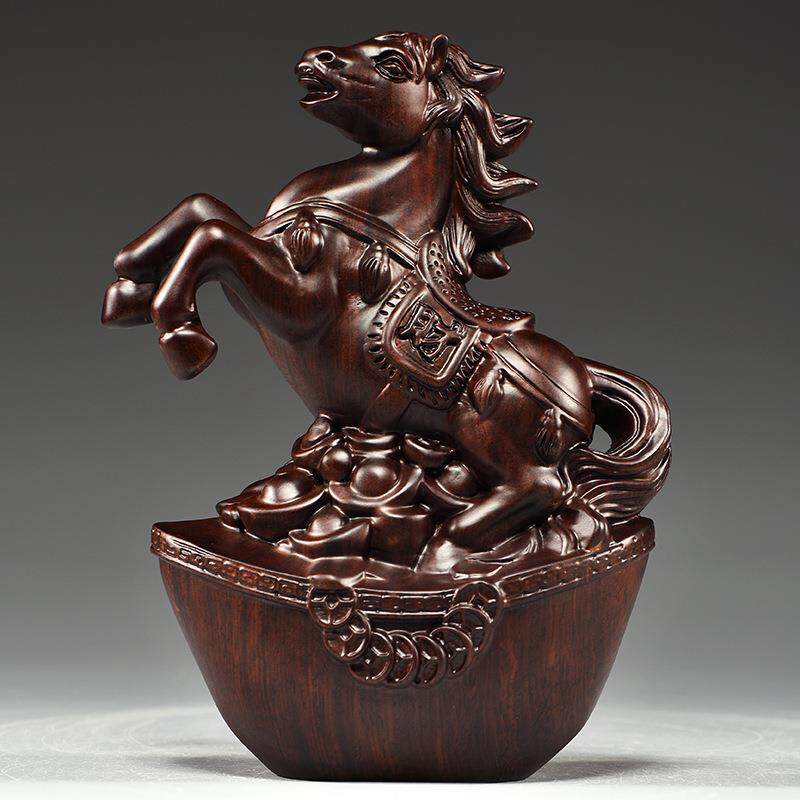 实木马摆件中式黑檀木雕马到成功工艺品办公室桌装饰家居酒柜摆设