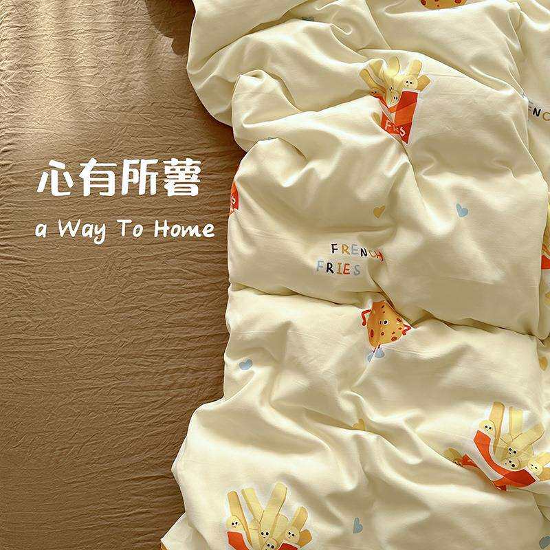 软萌可爱水洗棉四件套150x180x200学生宿舍被套单件单人家用被罩