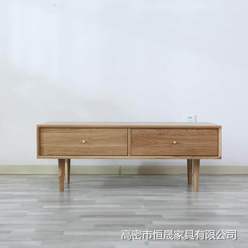 北欧实木云端白橡木客厅茶几 现代简约客厅小户型四抽茶几 现货