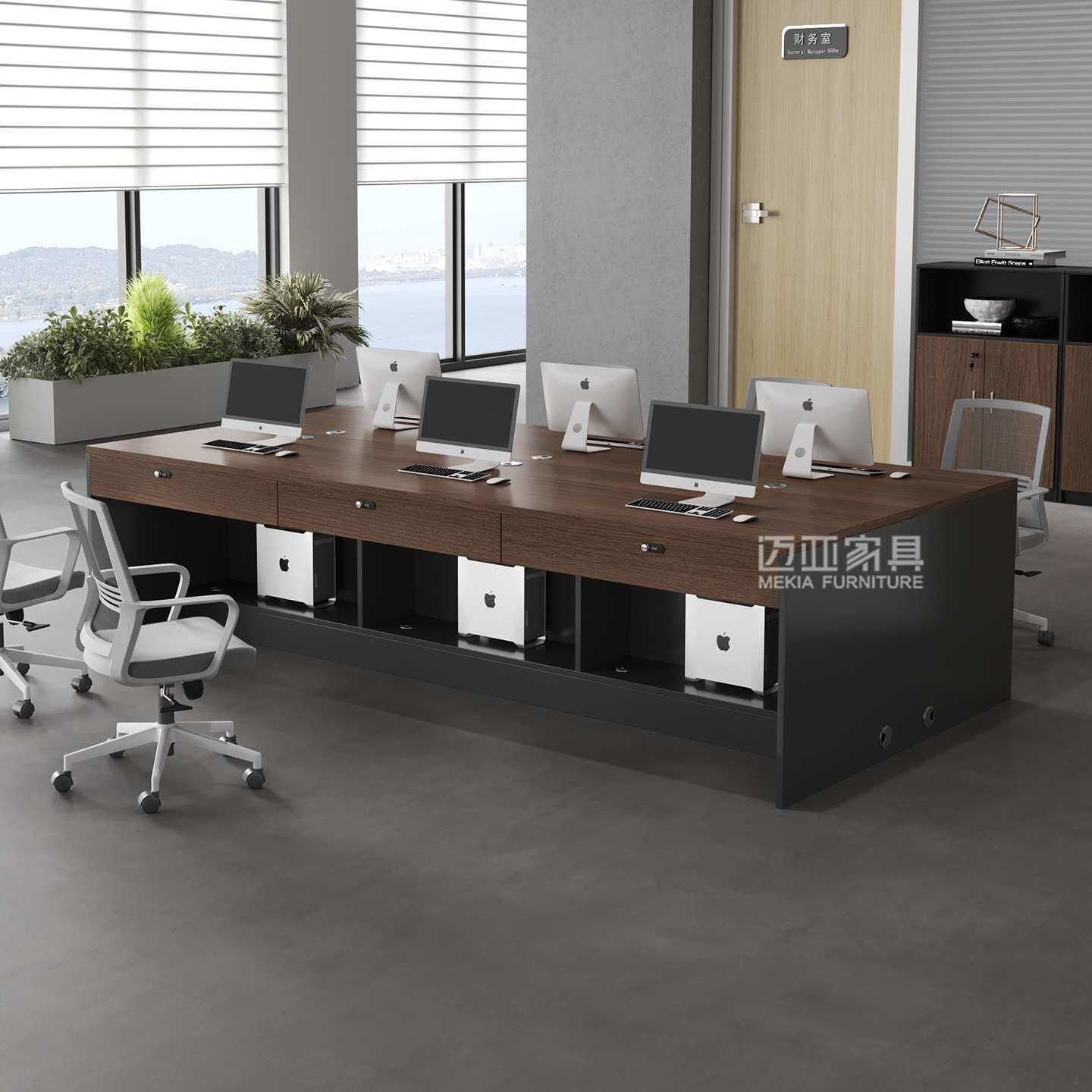 带锁办公桌椅组合屏风工位办公桌现代办公室职员办公桌电脑桌抽屉